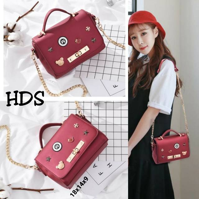 Fashion Slempang rante n kiss/fashion wanita /tas selempang wanita murah