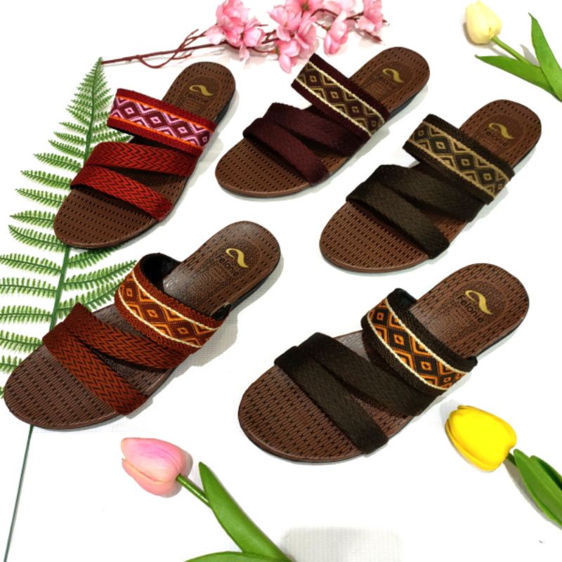 Sandal wanita murah ban 3 batik ( Felonie SD 01 batik ) Turki rajut terbaru