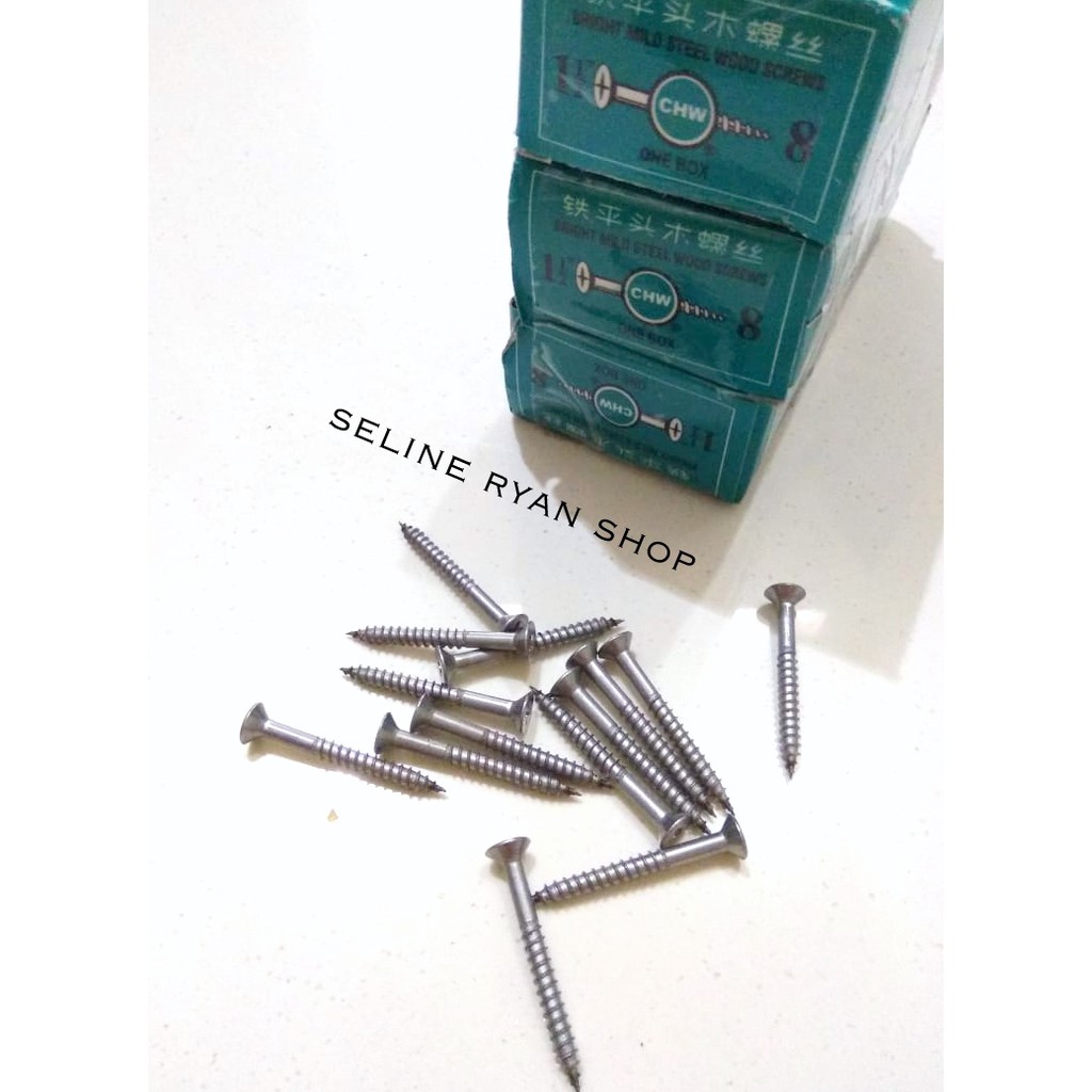 Sekrup Kayu Kepala Plus CHW 1 1/2" x 8 (Per Box)