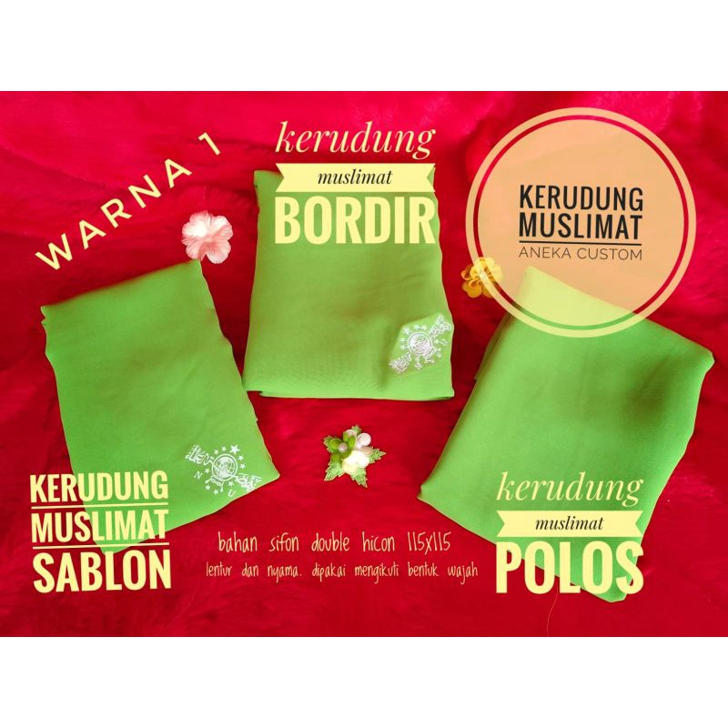 Kerudung muslimat bahan siffon double hicon termurah