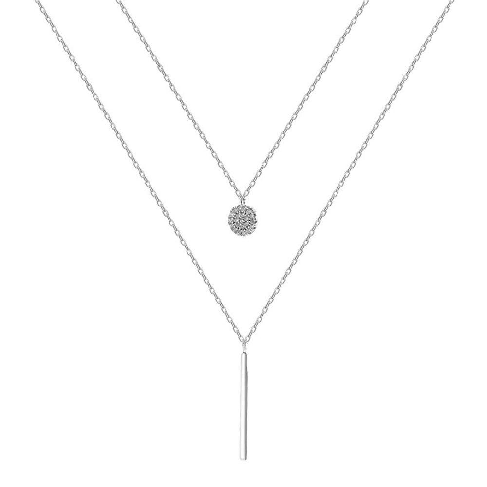 Liontin Panjang Berlian Kilat Lily925 Sterling Silver Bulat Mengkilap Rose gold