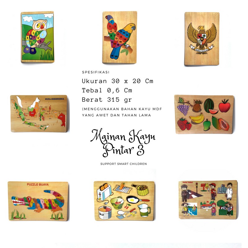 Paket Puzzle Mainan Kayu Pintar