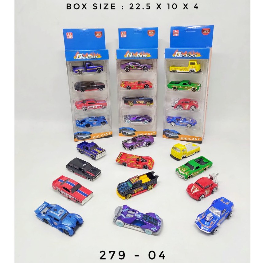 DIECAST METAL ISI 4 PCS - MAINAN DIE CAST SET MOBIL CARS VEHICLE HOTWHEELS