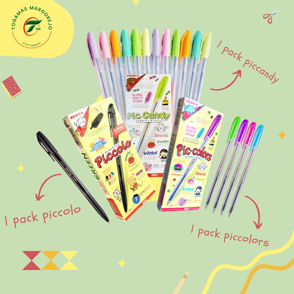 

BEST SELLER !! BALLPEN PULPEN BALPOINT PIC COLLOR/ PIC CANDY/ PICCOLO ZEBRA