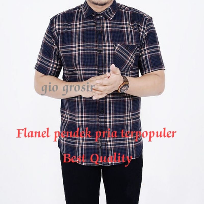 Flanel pendek pria/kemeja flanel lengan pendek terpopuler