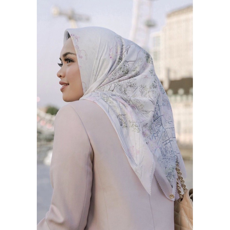 New  Ready Buttonscarves British White Voal, Monogram series Navy Voal AS IS warehouse sale