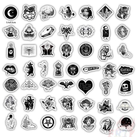 Sticker Bomb Music punk gothic Stiker punk hitam putih 029