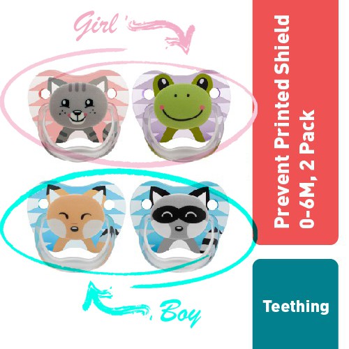 Dr.Brown's Prevent PRINTED SHIELD Pacifier-Stage 1 (0-6 Bulan) -  Motif Animal - 2 Pack / Empeng bayi / dot