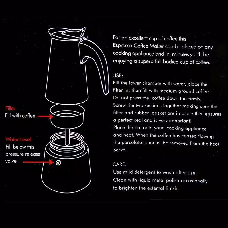 ESPRESSO COFFE MAKER 300 Ml 6 Cup Alat Pembuat Kopi Penyedu Kopi Teko Filter Penyaringan Kopi