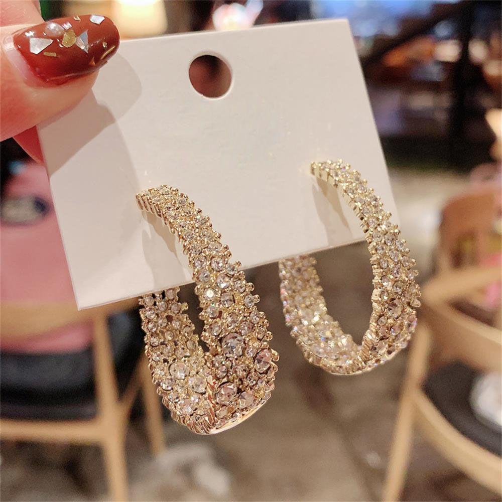 Nanas Penuh Kristal Anting Hoop Panas Aksesoris Fashion Hadiah Hari Valentine Hoop Menjuntai Stud