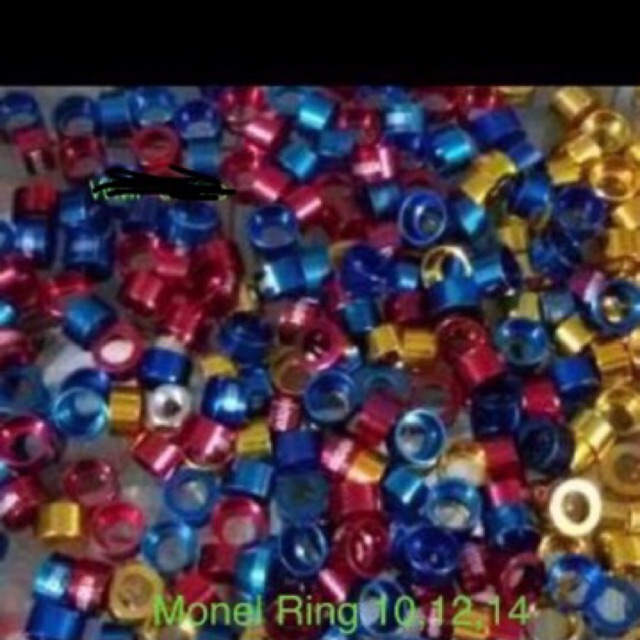 Monel ring ukuran baut 12 buat boy-body dll  gold merah biru silver hijo 1bungkus isi 100pcs