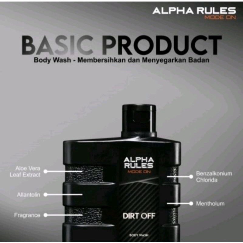 sabun mandi premium ALPHARULES Alpha Rules Dirt Off - Body Wash 250 ml cair pria cowok