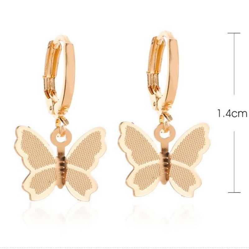 Anting Klip Tusuk Kupu Kupu Alloy Butterfly Clip Earrings Tipis