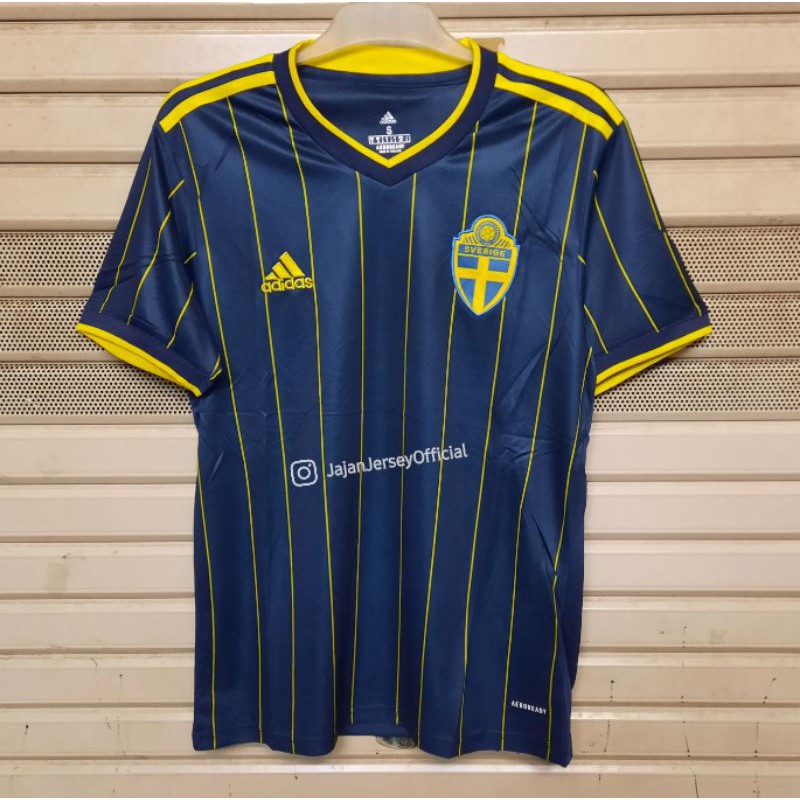 Jersey negara swedia away euro 2021 grade ori