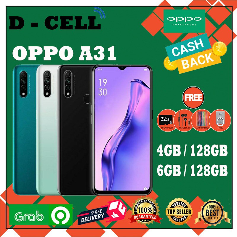 Oppo A31 2020 4GB/128GB & 6GB/128GB Ram 4GB & 6GB Internal 128GB Black White Garansi RESMI