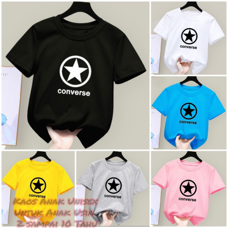 Kaos Anak Unisex Convers Star Baju Oblong Anak Atasan Anak Untuk Usia 2 Sampai 10 Tahun