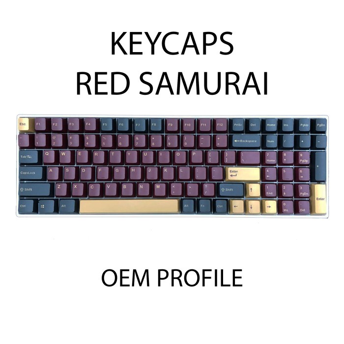 KEYCAPS PBT RED SAMURAI DOUBLE SHOT OEM PROFILE MECHANICAL KEYBOARD