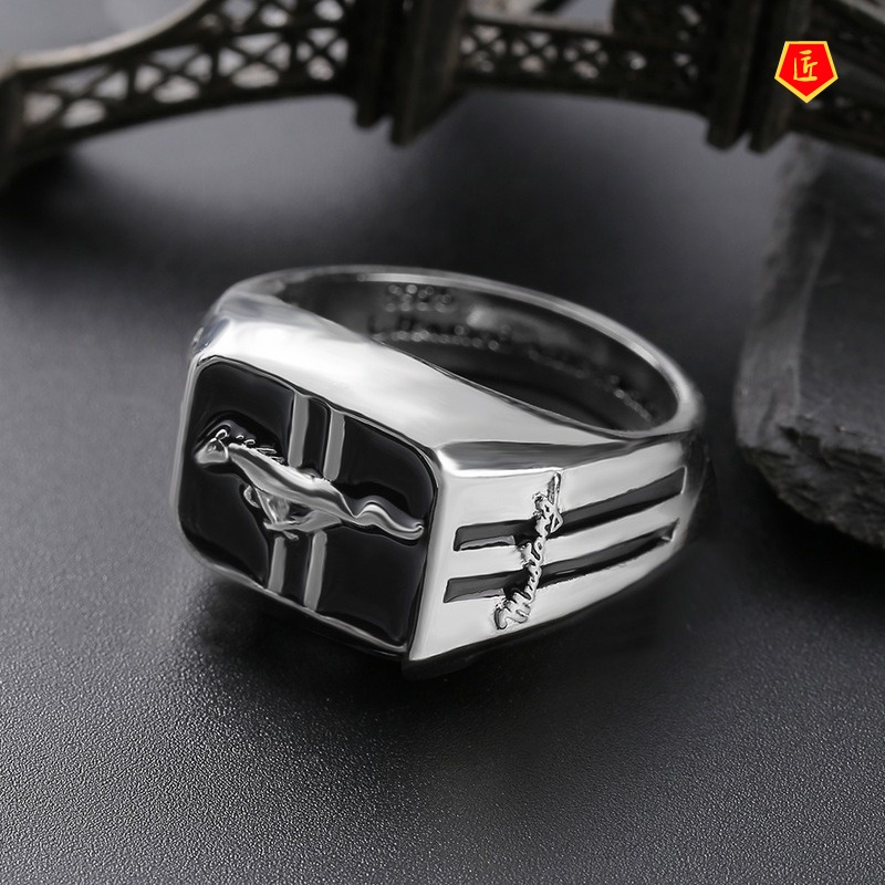 [Ready Stock]925 Silver Fashion Car Logo Ring for Men