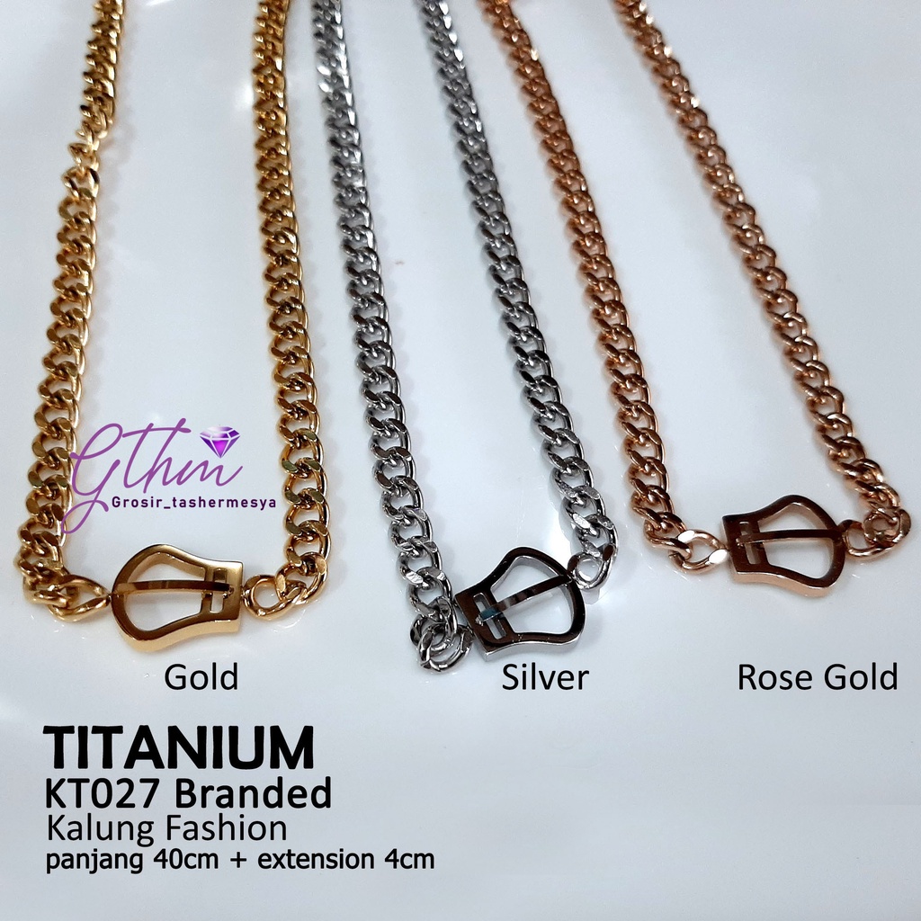 kalung titanium wanita SF kt027 gesper Kelly branded style perhiasan imitasi pengganti emas asli keren banget