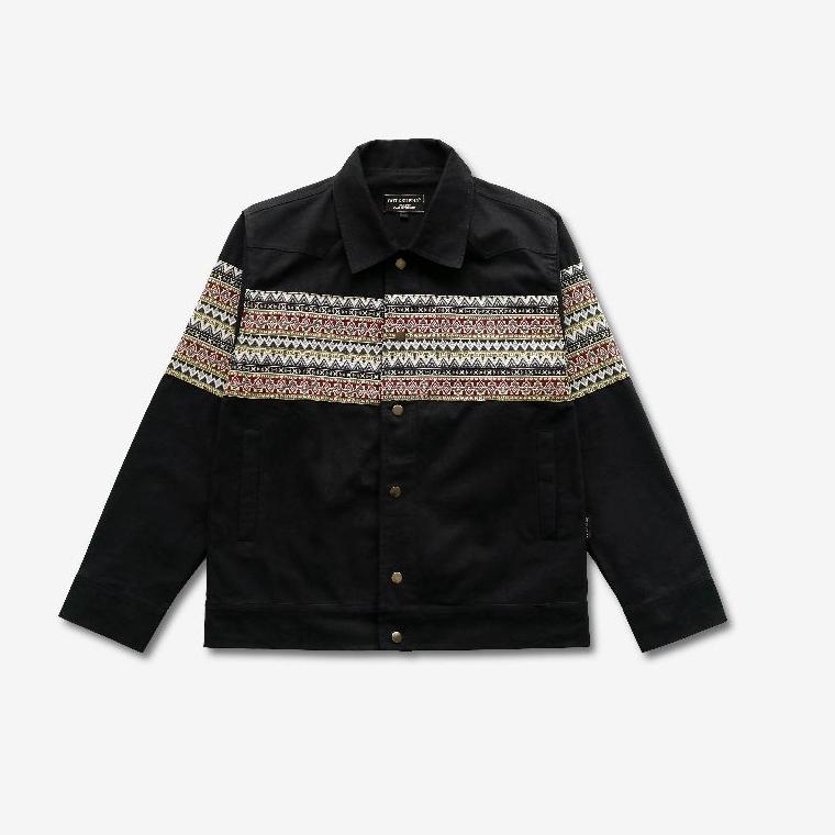 (PRODUK EPGKU) OOTDSUPPLY Trucker Songket Navy l Black l Twill Jaket l Jaket Canvas