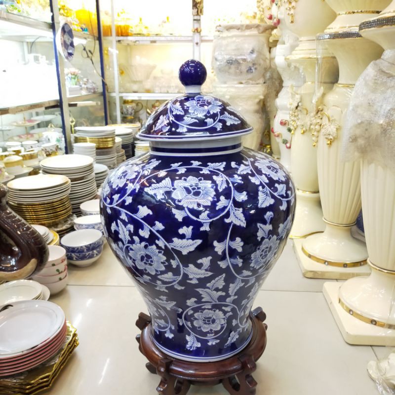 Guci keramik Biru Putih Besar / Tochin Biru Putih