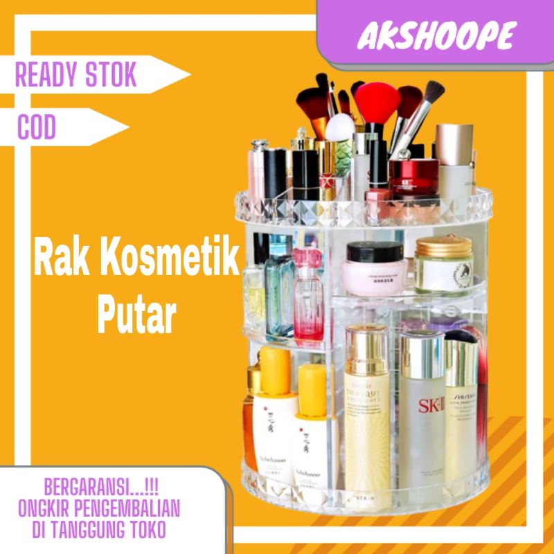 RAK KOSMETIK PUTAR - RAK ORGANIZER ACRYLIC TRANSPARANT 360 Derajat JN820