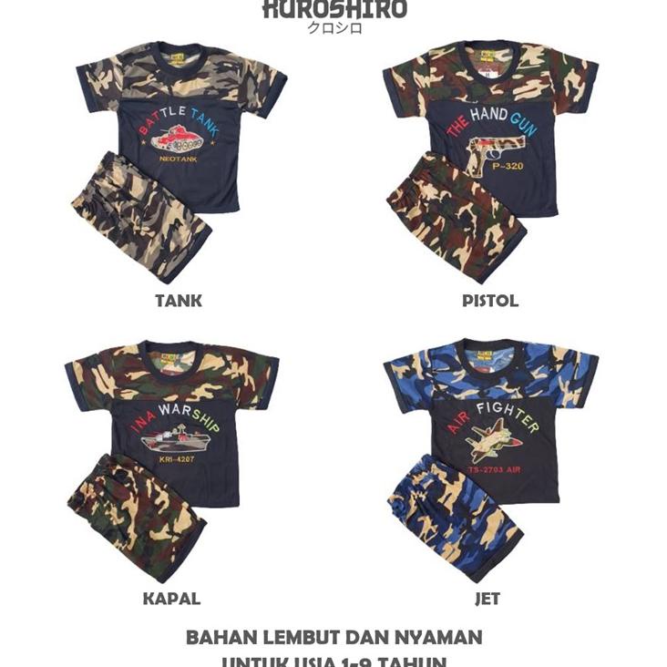 Kuroshiro - Setelan Anak Laki Laki 1-9 Tahun Army Loreng Baju Anak Laki Laki