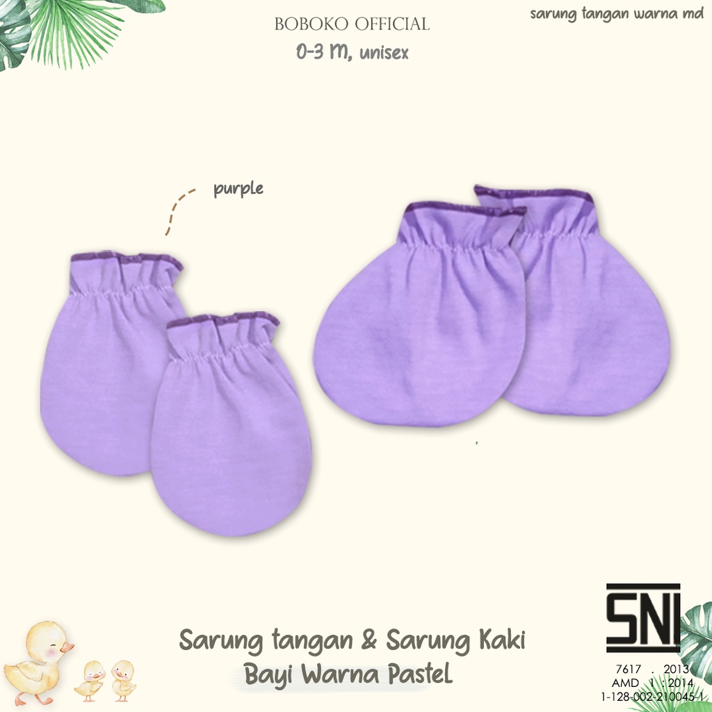 BOBOKO Sarung tangan dan sarung kaki bayi Warna Pastel serut