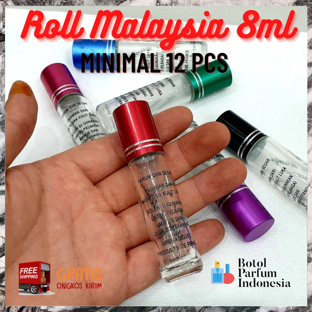BOTOL PARFUM KOSONG ROLL ON KACA 8 ML (ROLL MALAYSIA 8 ML)