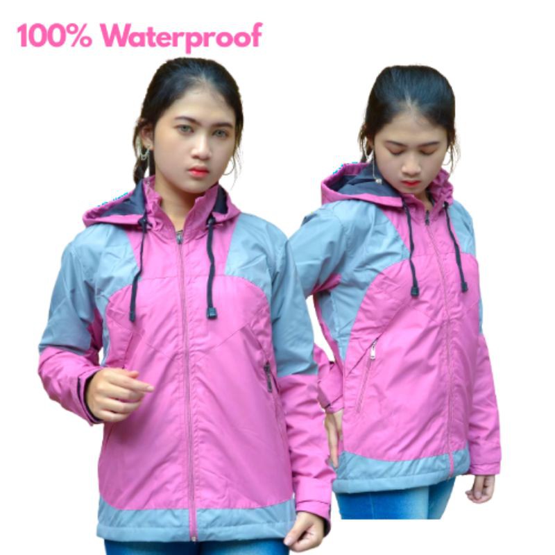 Jaket Wanita/Cewek Taslan Waterproof Anti Air