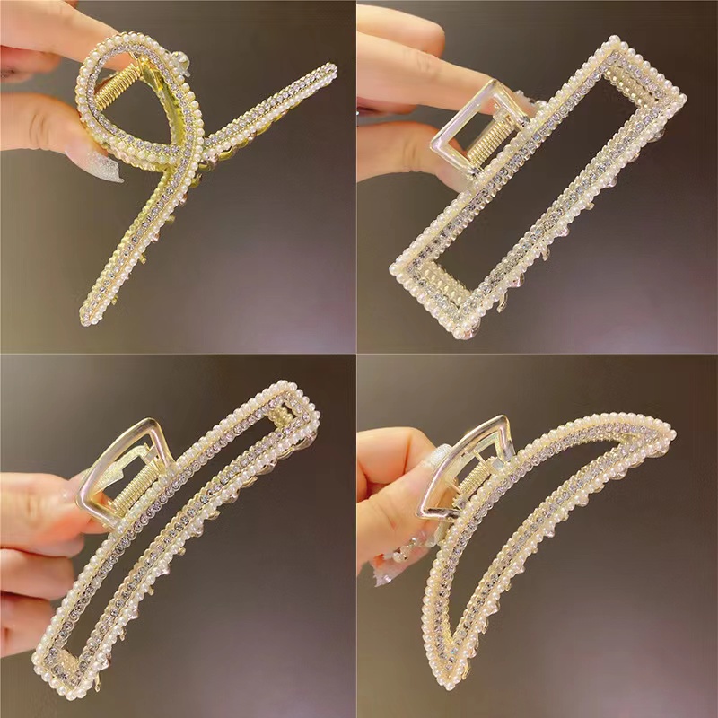 Jepit Rambut  Mutiara Vintage Geometri Bahan Alloy Korean Fashion Import