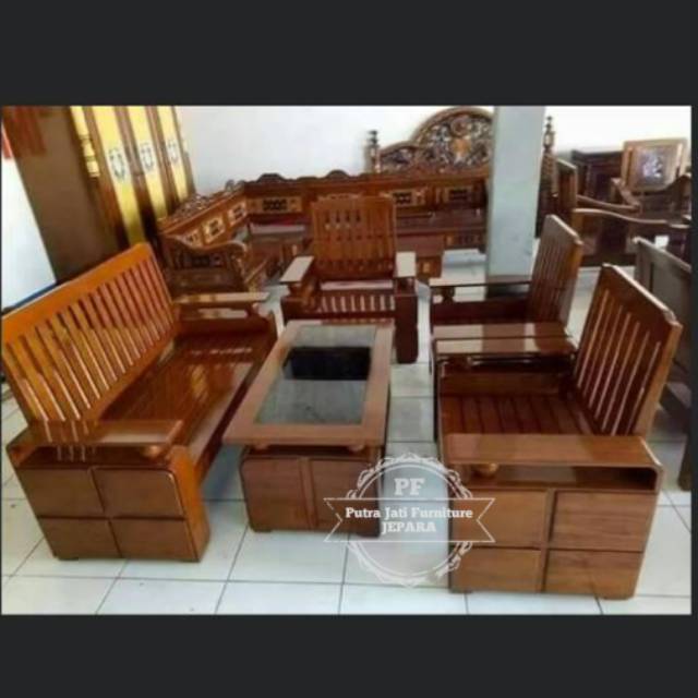 Kursi kayu jati untuk ruang tamu minimalis mebel jepara