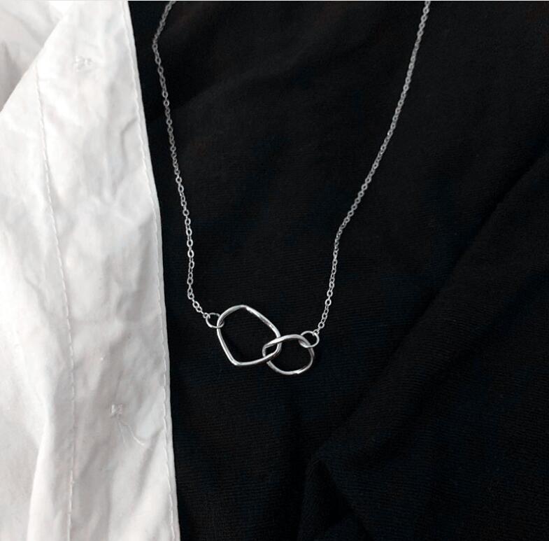 Roselife Korean chic simple necklace minimalist gold/silver office lady daily link chain