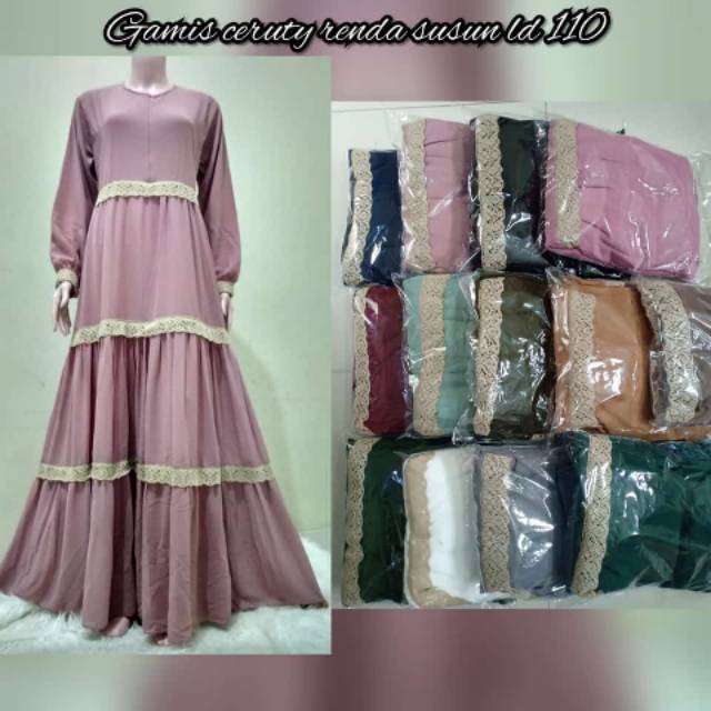 Gamis renda susun ceruty