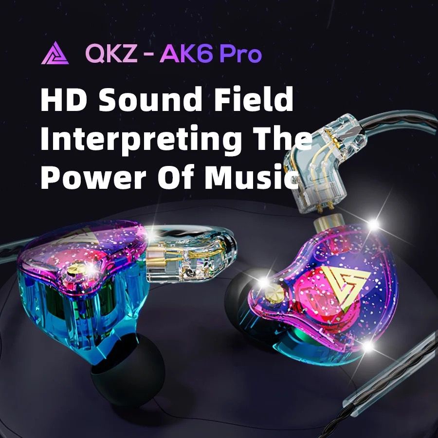 QKZ AK6 Pro IEM Earphone HiRes- with Mic - Dynamic Driver - Garansi Resmi 6 Bulan