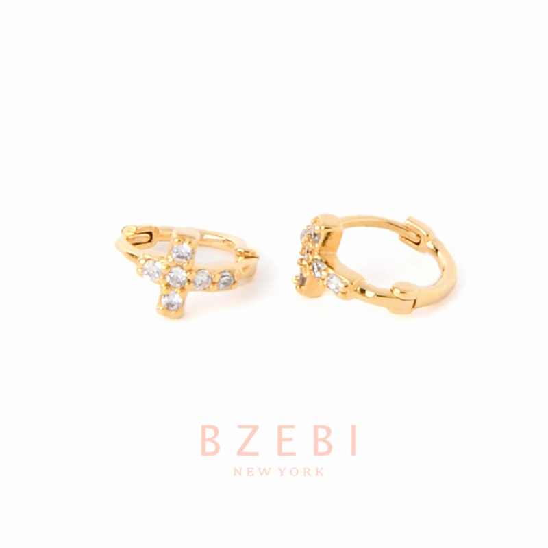 Bzebi Anting Bulat Mini Warna Gold 916 Hias Berlian Imitasi Gaya Korea Untuk Wanita 474e