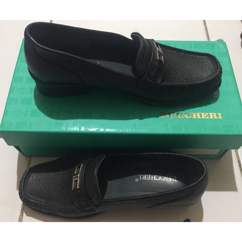 Sepatu kerja/formal/santai/PNS/PDH Pantopel/heels Buccheri Analia Moccasin Black/Hitam Wanita/Perepu