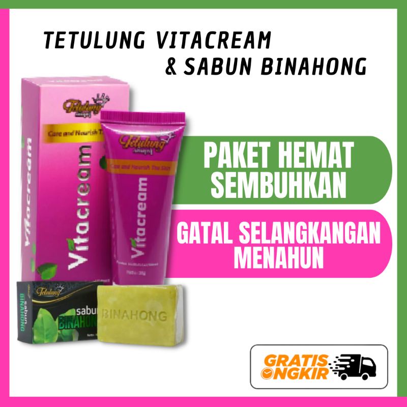 ( PAKET HEMAT ) Vitacream Binahong dan Sabun Binahong Original - Salep Obat Gatal Selangkangan Menah