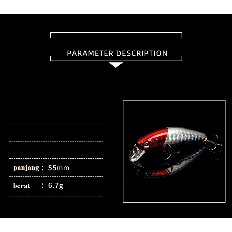 Umpan Pancing Minnow Lure 5,5cm 6,5 gram impor kualitas premium ultralight fishing mancing casting saltwater laut