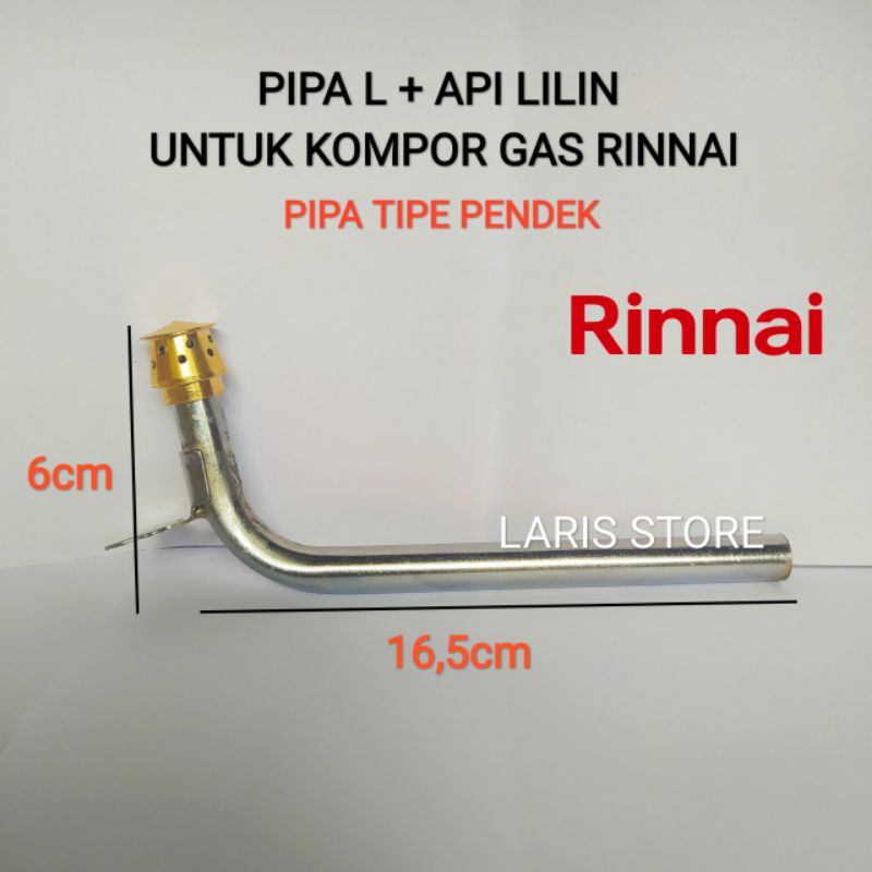 Pipa L Cerobong + Burner Api Lilin Kompor Gas Rinnai Pipa Leher Pendek