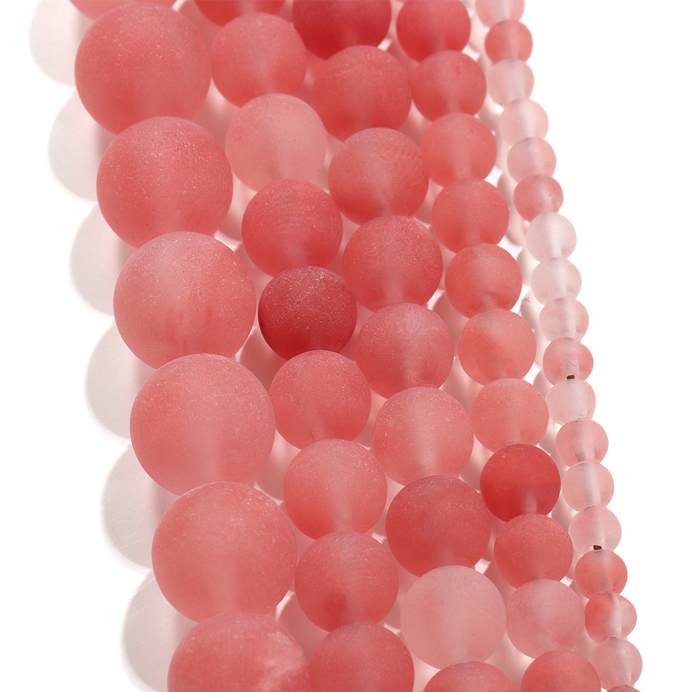 1strand/lot 4/6/8/10mm Matte Watermelon Red Chalcedony Stone Round Loose Spacer Beads For Bracelet Jewelry Makings Supplies