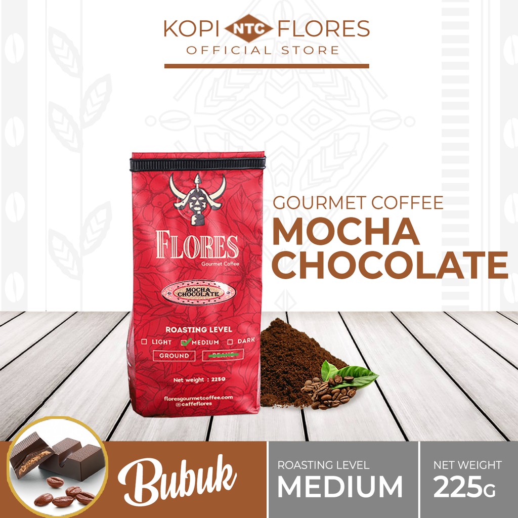 

FLORES Gourmet Coffee Mocha Chocolate 225 Gram Kopi Bubuk