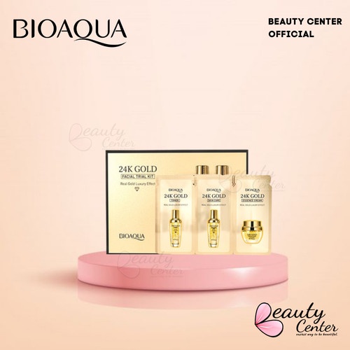 [ORI] Bioaqua 24K Gold Facial Trial Kit 10pcs Memudarkan Garis Halus &amp; Melembabkan Wajah Secara Mendalam