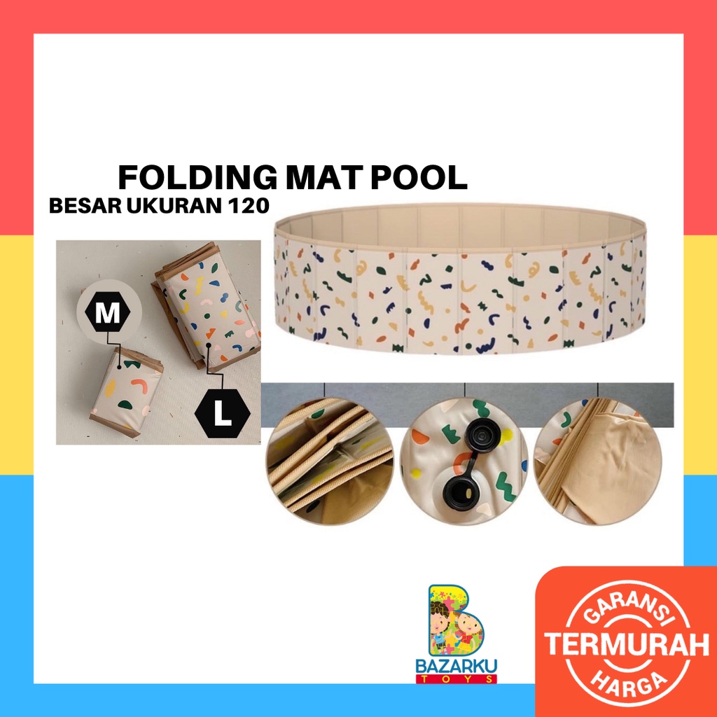 Folding Mat Besar Ukuran 120CM Kolam Renang Anak Kolam Mainan Portable Folding Mat Pool Kolam Lipat Kolam Anak Tanpa Pompa