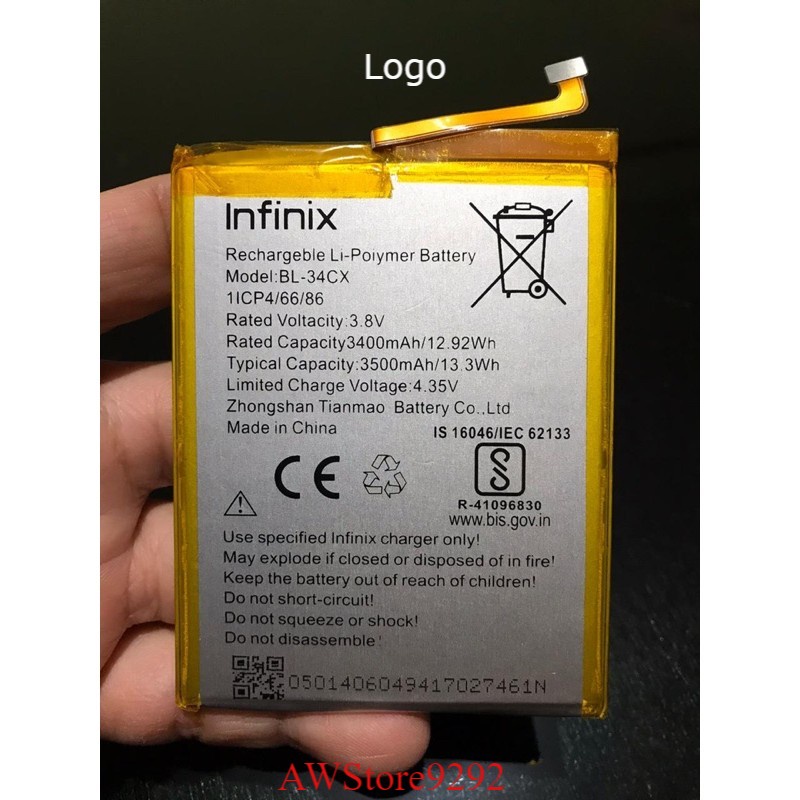 Mcom Battery Batere Batre Baterai Mcom Infinix BL-34CX BL34CX X627 smart 3 plus