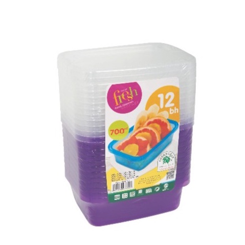 Isi 12 Bh Kotak Makan 700 ML Green Leaf 7615 S12 Take Away Box Kecil Plastik Box Container Mini