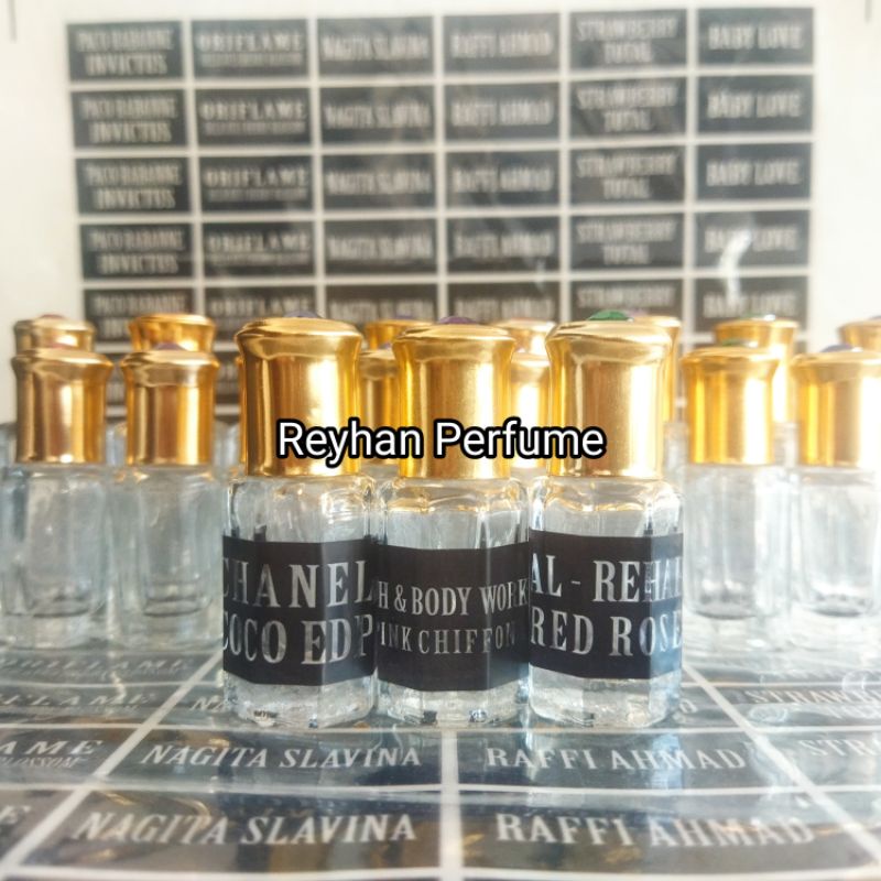 Parfum Pria dan Wanita - Botol Tola Permata Kaca Roll On 6 ml -  Wangi Tahan Lama