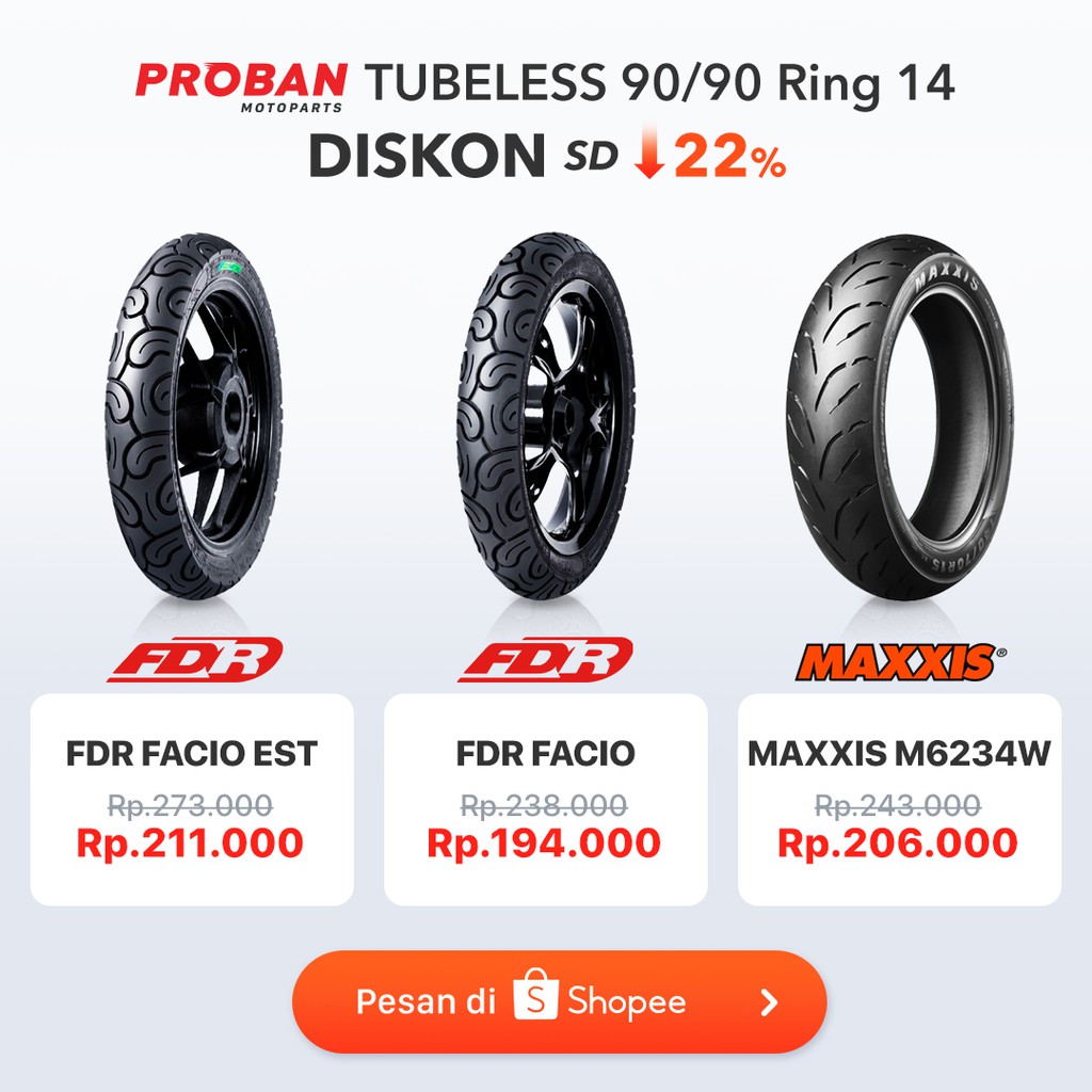 

Ban Motor Tubeless Ukuran 90/90-14