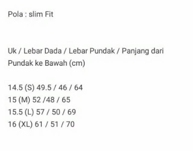 Kemeja putih alisan lengan panjang model slim fit.