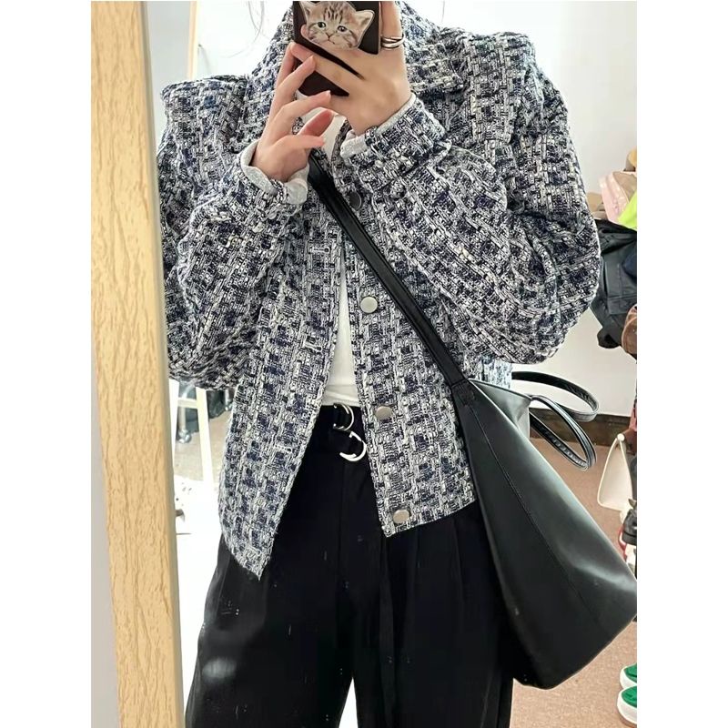 jaket korean style wanita small fragrance coat women s early spring and winter tweed lapel short top